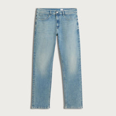 FF Straight fit stretchable light blue stone wash jeans for men