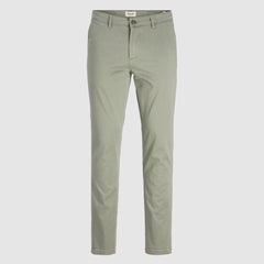 JJ slim fit stretchable light green cotton chino pant for men