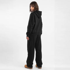 ZR drop shoulder / baggy unisex cotton fleece black tracksuit for winter
