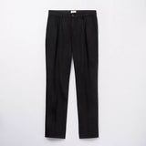 st jhn classic straight fit jet black pleated cotton pant for men