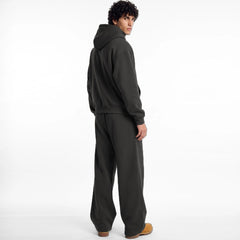 ZR drop shoulder / baggy unisex cotton dark grey tracksuit for winter