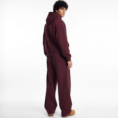 ZR drop shoulder / baggy unisex cotton maroon tracksuit for winter