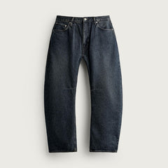 zra straight barrel fit curved leg blue jeans for men