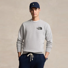 nrth face crew neck light grey winter fleece sweat shirt for men