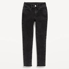 old nvy super stretchable faded black raw edge jeans for girls