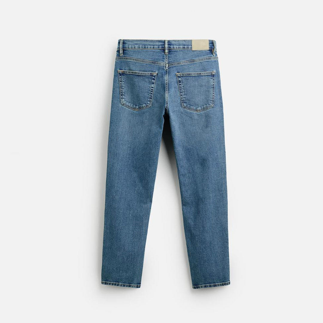zr slim/tapered fit stretchable mid blue greenish jeans for men
