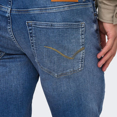 on-ly slim fit stretchable bright blue jeans for men