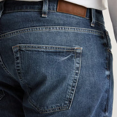 dresmen plus size athletic fit comfort stretchable mid blue jeans for men