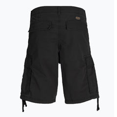 jack & jone 6 pocket cargo relax fit black cotton short for men