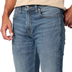 lvs sigtr slim fit stretchable mid blue greenish jeans for men