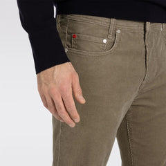 MC modren fit stretchable ginger brown corduroy jeans for men