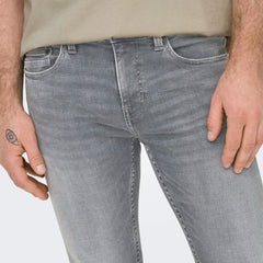on-ly slim fit stretchable grey jeans for men
