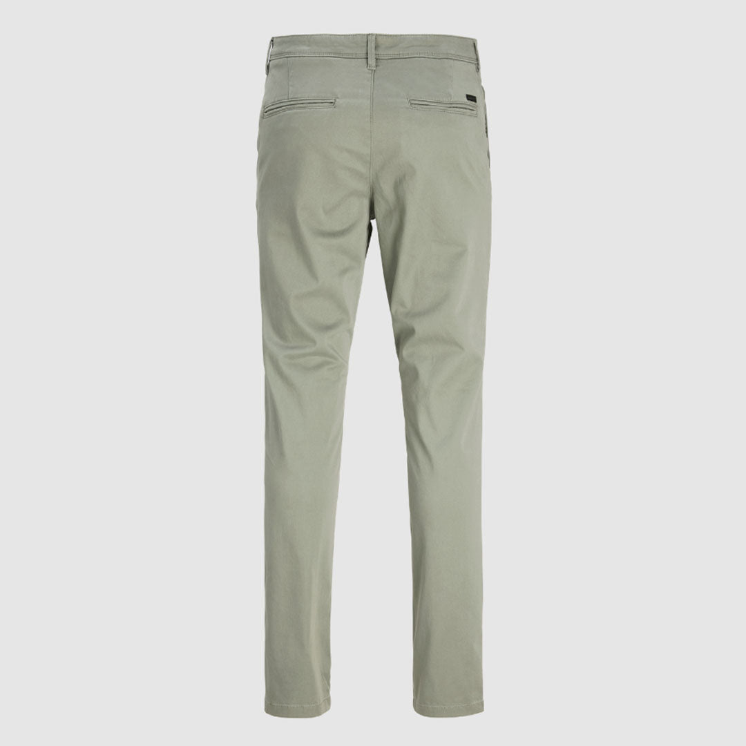 JJ slim fit stretchable light green cotton chino pant for men