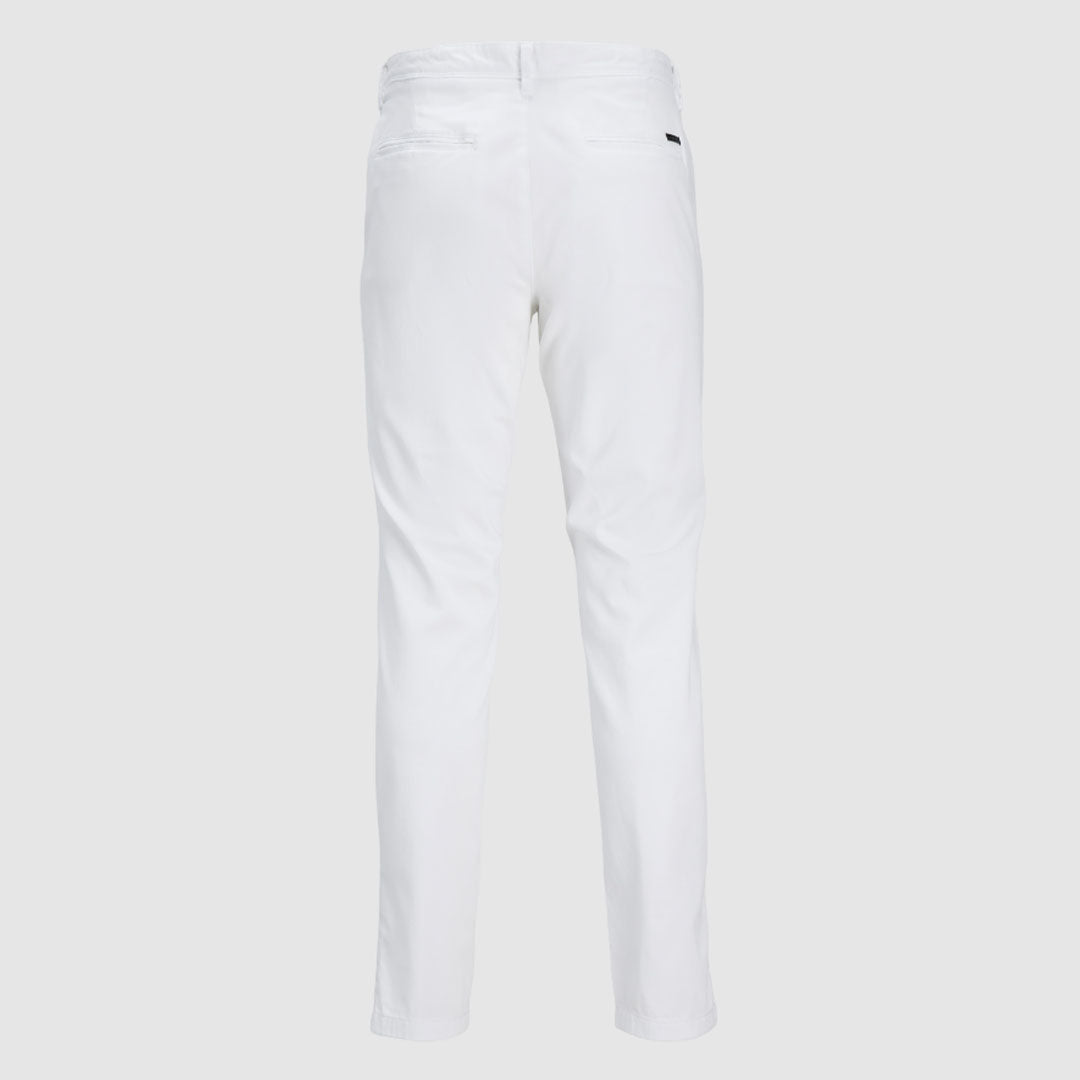 JJ slim fit stretchable white cotton chino pant for men