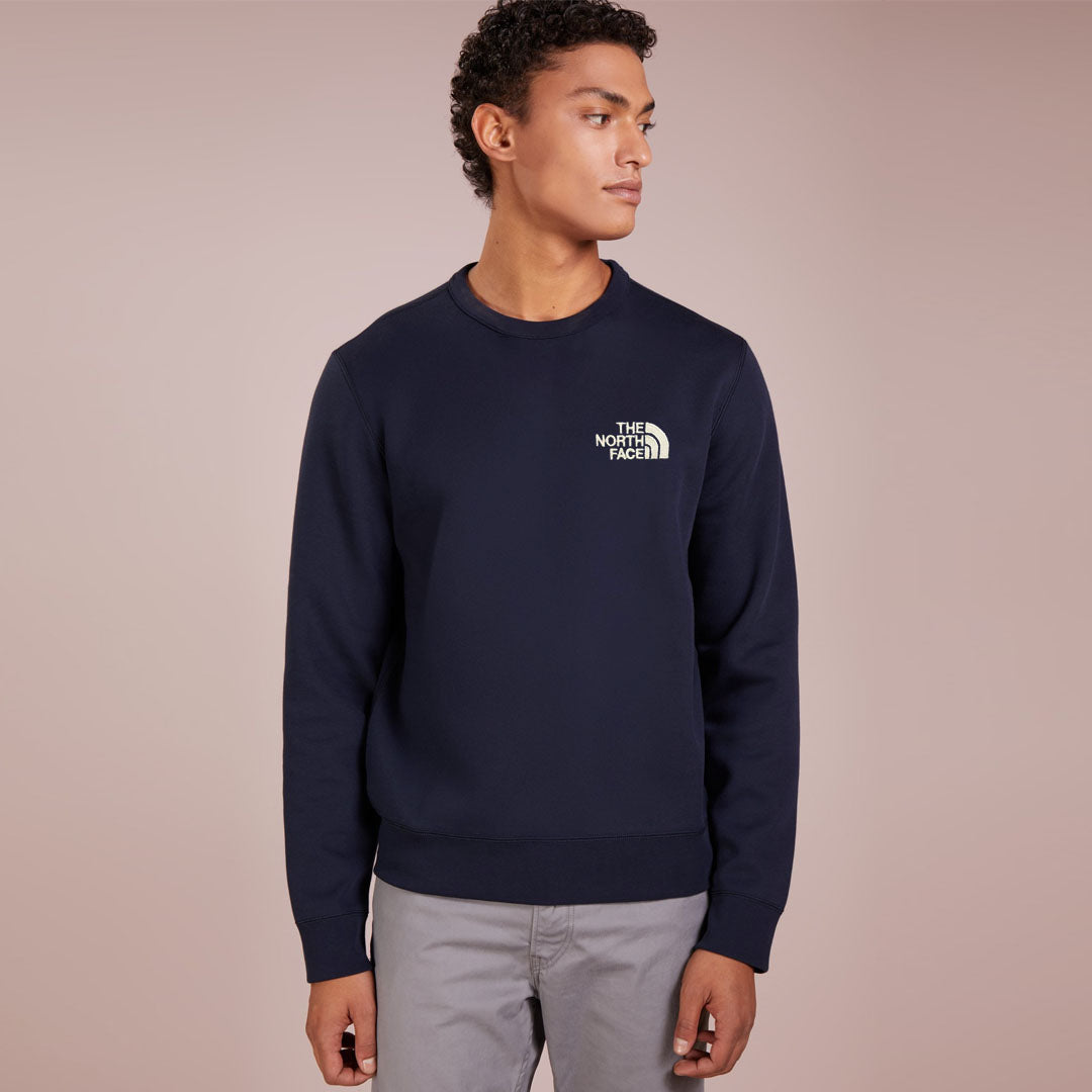 nrth face crew neck navy blue winter fleece sweat shirt for men