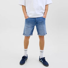 jack & jone regular fit stretchable light blue denim short for men