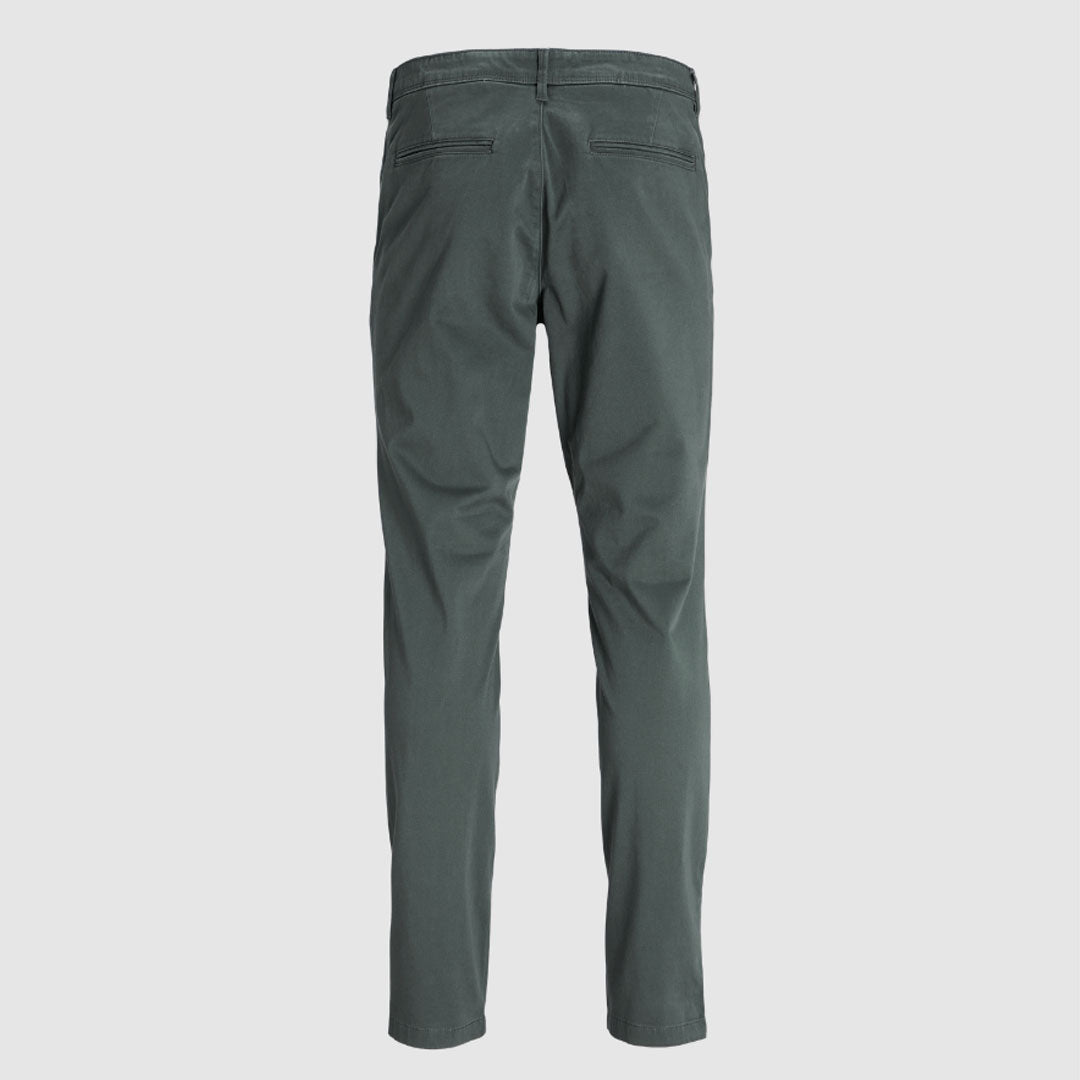 JJ slim fit stretchable greenish grey cotton chino pant for men