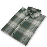 zr slim fit green check casual shirt for men