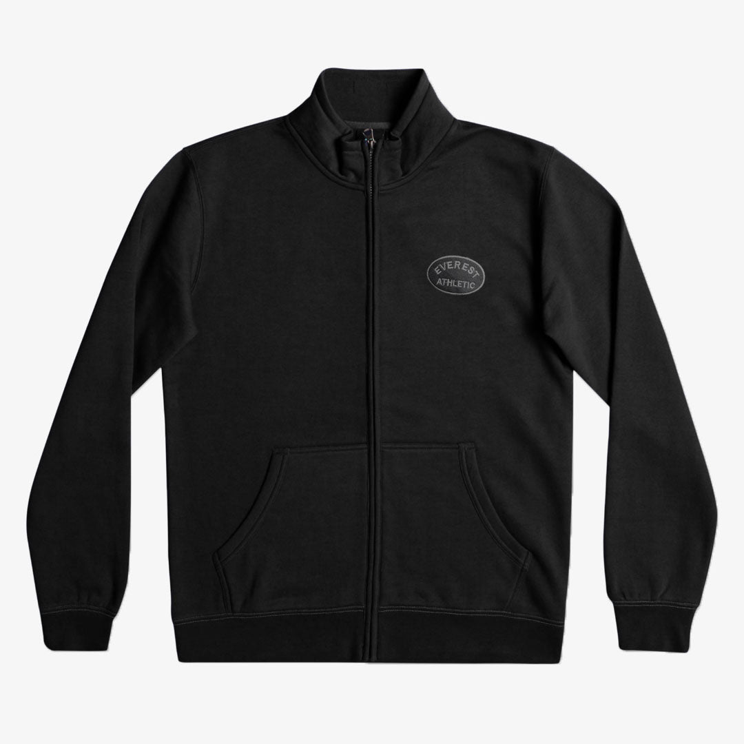 quik slvr plain black full zipper for men