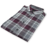 blinor slim fit purple check casual shirt for men