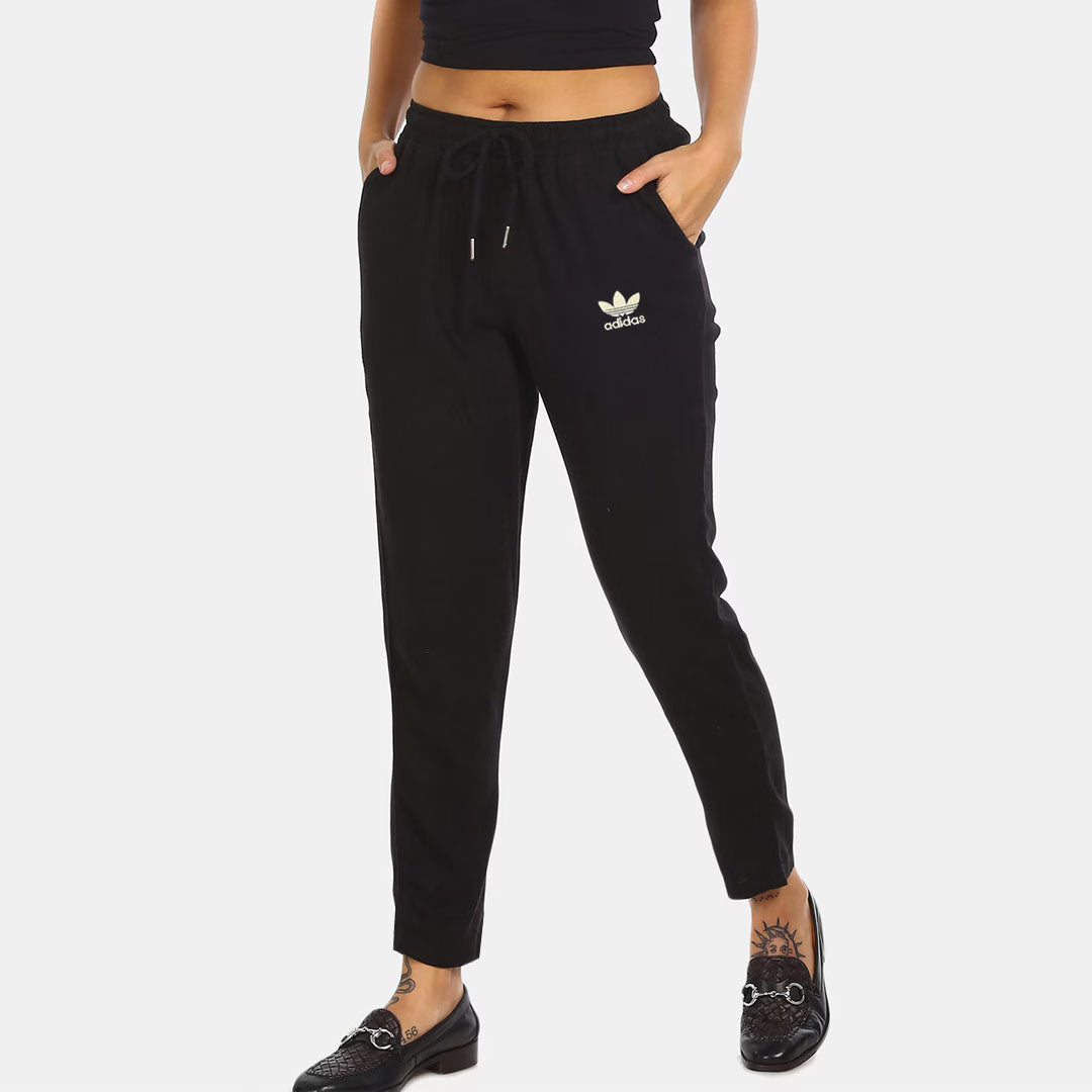 addi slim fit jet black summer trouser for women