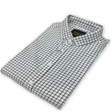 blinor slim fit white with black check casual shirt for men