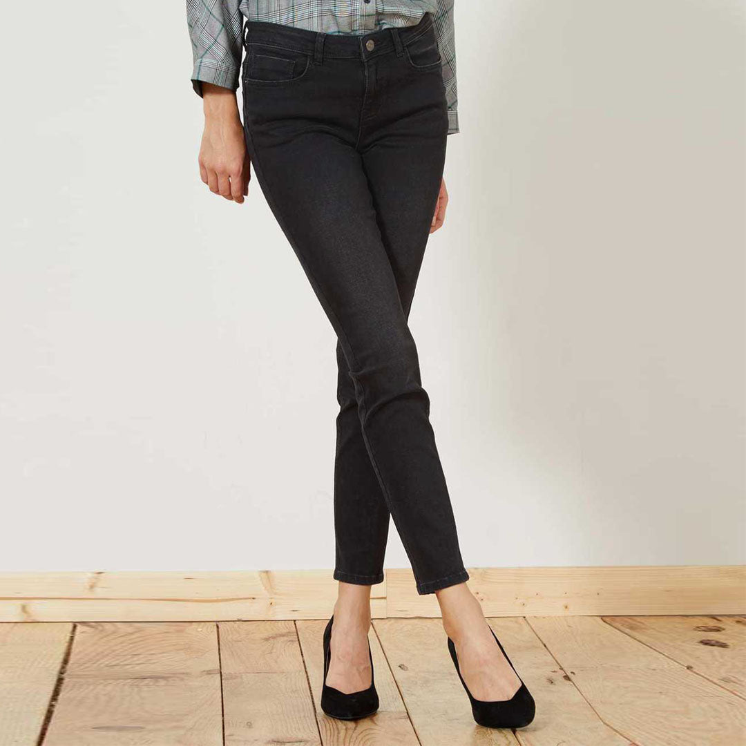 Hby skinny/slim fit stretchable faded black jeans for women