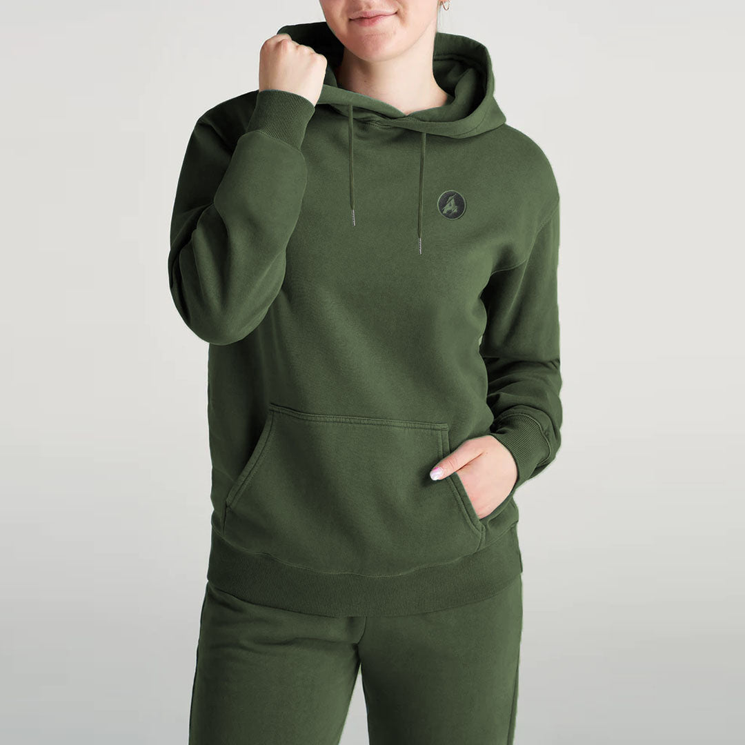 nxt regular fit dark green fleece pullover hoodies for women