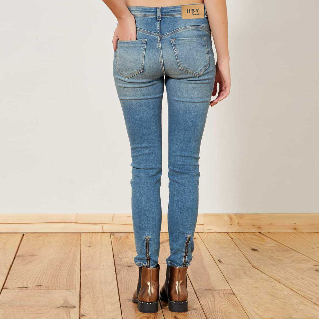 Hby skinny/slim fit stretchable blue jeans for women