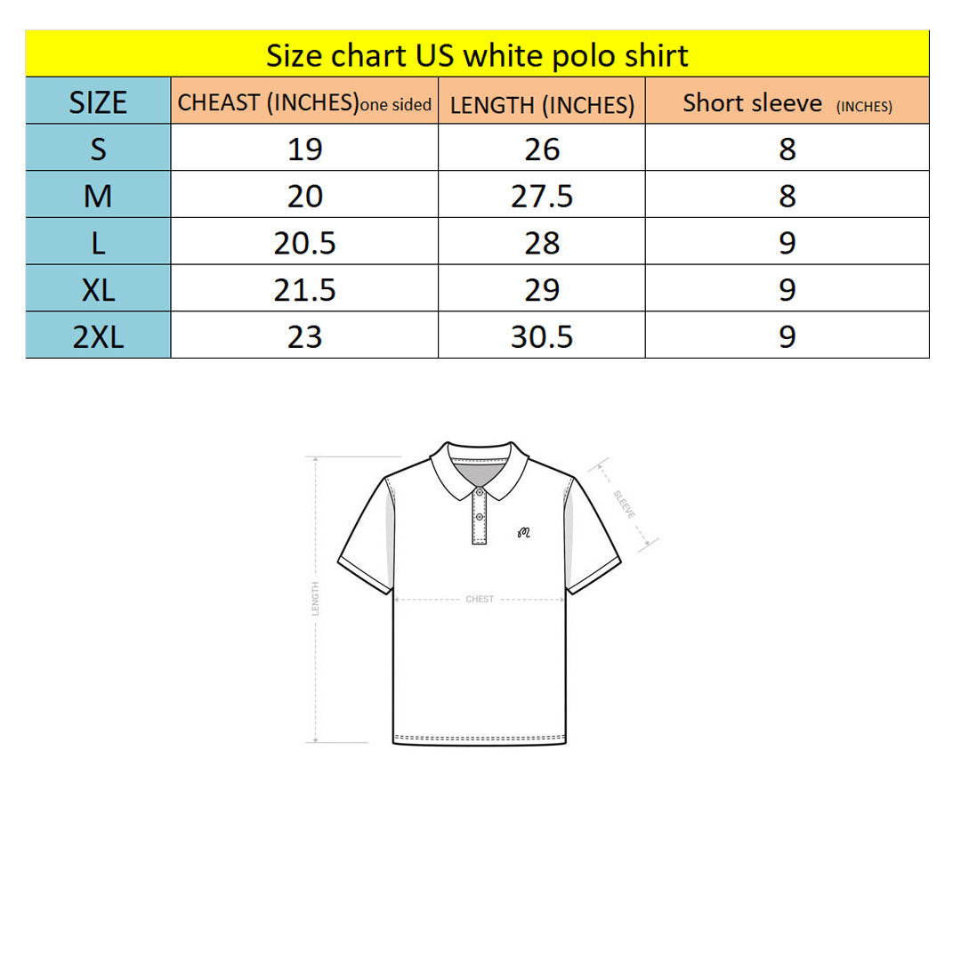 US polo mens white printed imported polo shirt