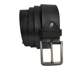 One piece black leather belt for men