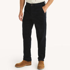 hotric Cropped fit stretchable black corduroy pant for men