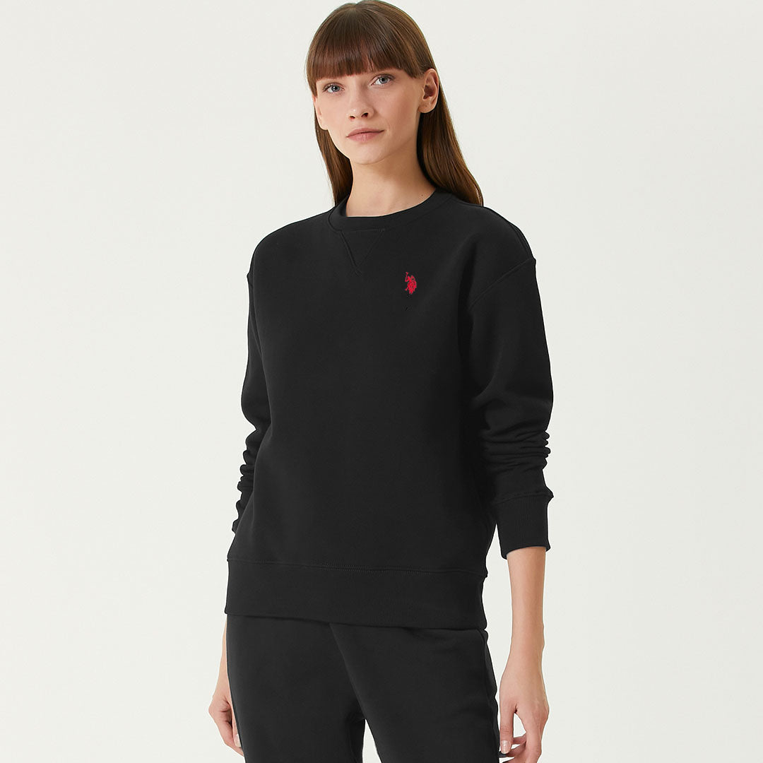 polo asn women crew neck black shirt for winter