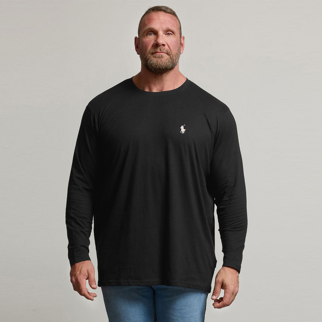 polo crew neck black full sleeve tee shirt for men