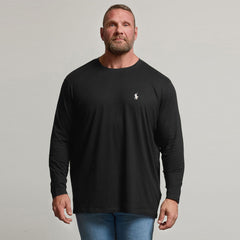 polo crew neck black full sleeve tee shirt for men