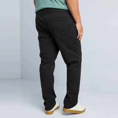 kibi slim fit stretchable black cotton jeans plus size for men