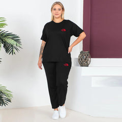 nrt face plus size black summer track suit for women