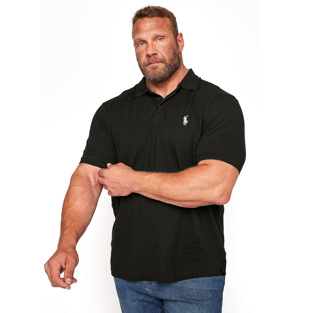 polo rplh plus size regular fit embroidered Black premium polo for men