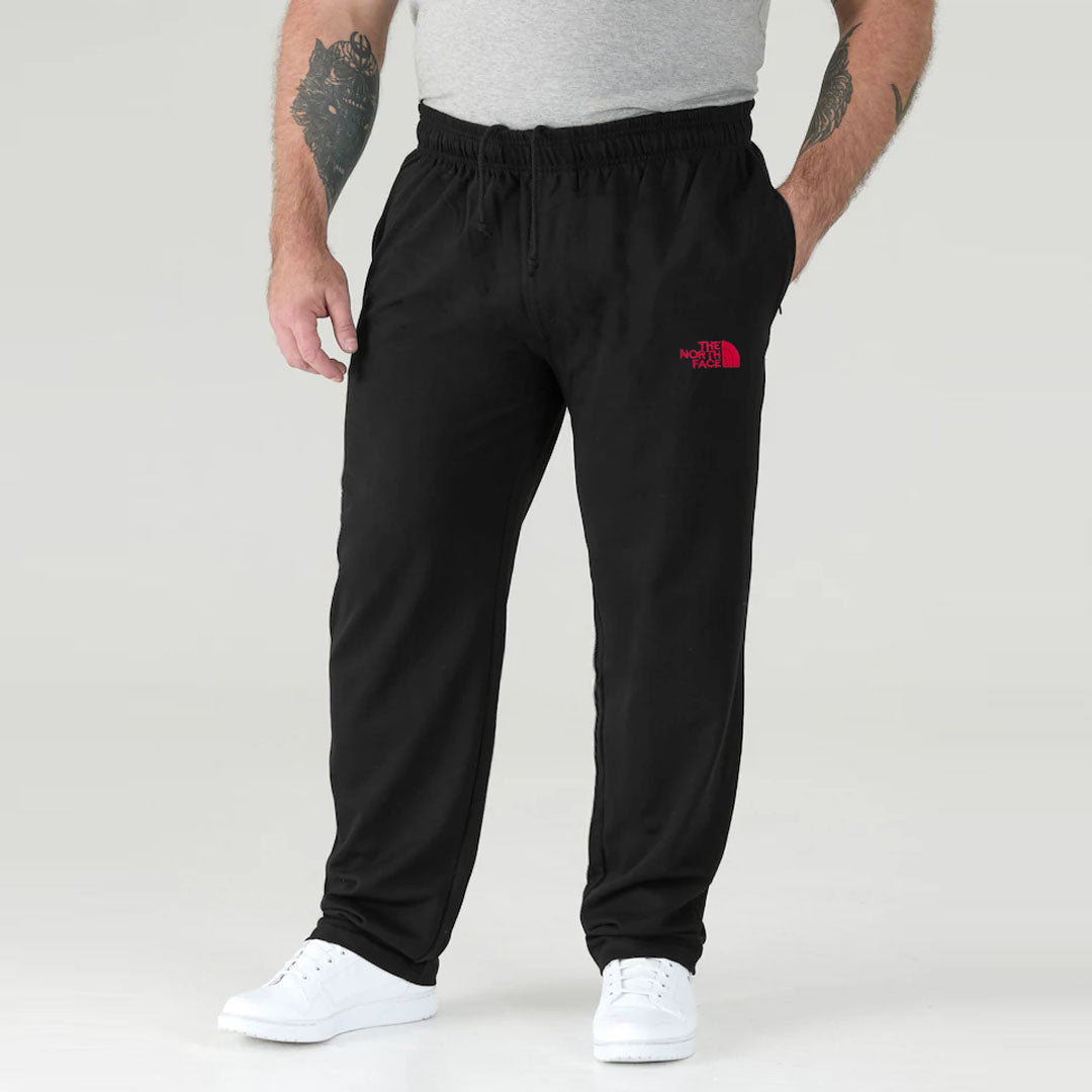 nrth face men straight/loose fit black plus size terry trouser for summer