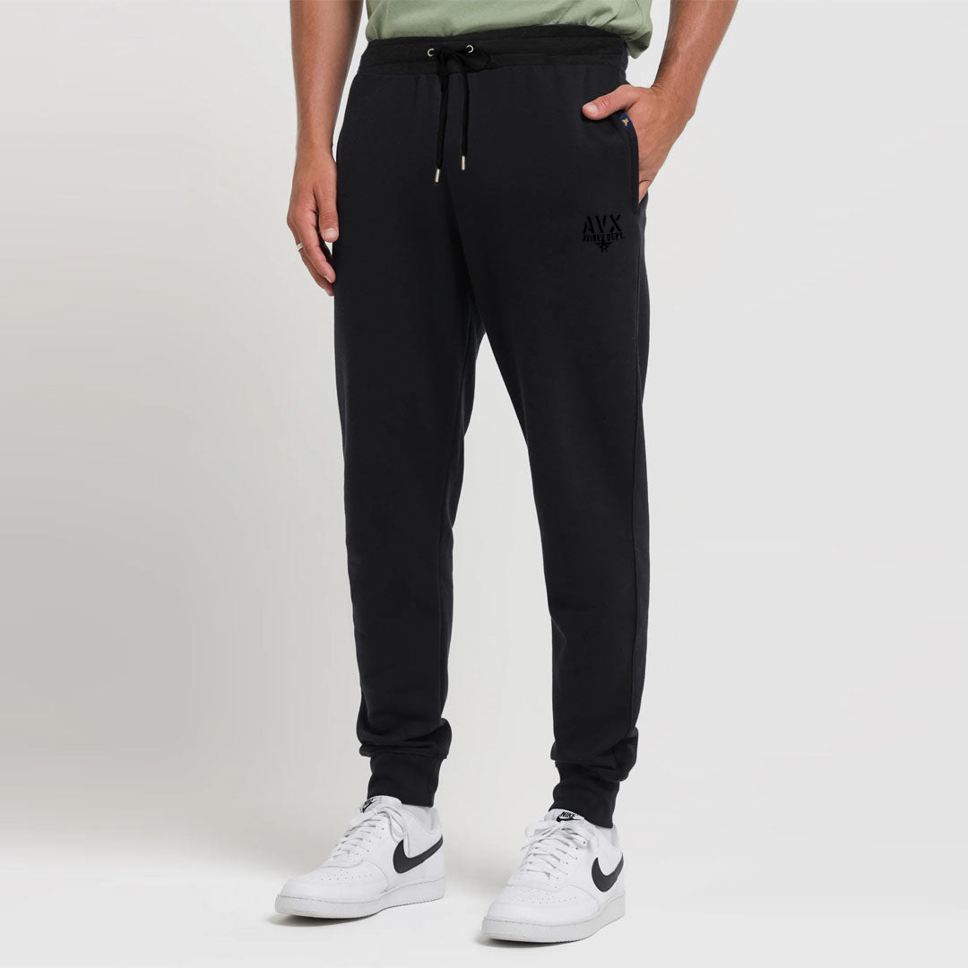 avx mens Black fleece sweat jogger trouser for winter
