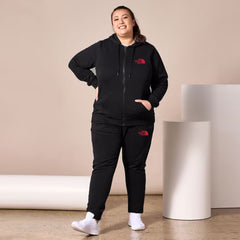 nrth face plus size women black cotton fleece track suit for winter