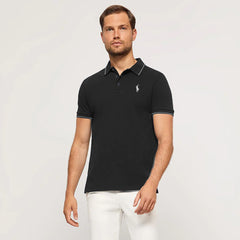 polo rplh regular fit embroidered jet black polo for men