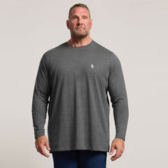 polo crew neck dark grey full sleeve tee shirt for men
