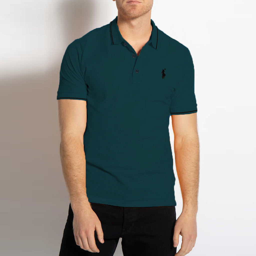 polo rplh regular fit embroidered dark green polo for men