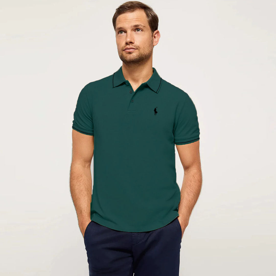 polo rplh regular fit embroidered light green polo for men