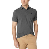 polo rplh regular fit embroidered dark grey polo for men