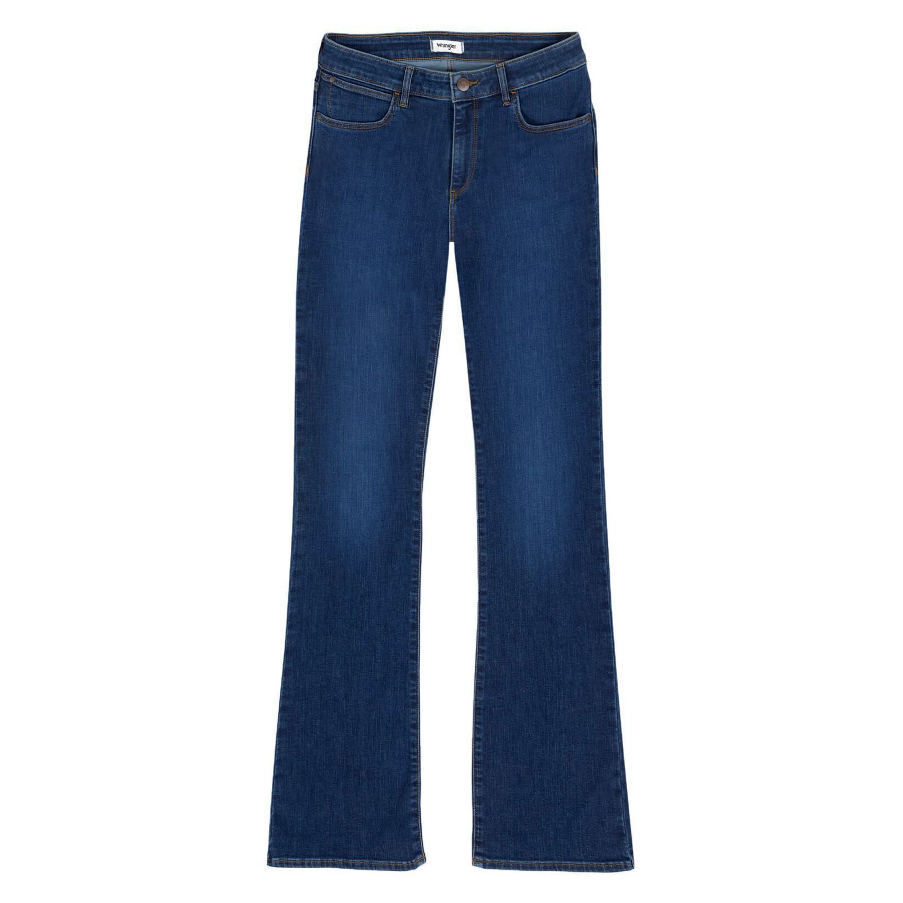 wrnglr bootcut stretchable mid blue jeans for women