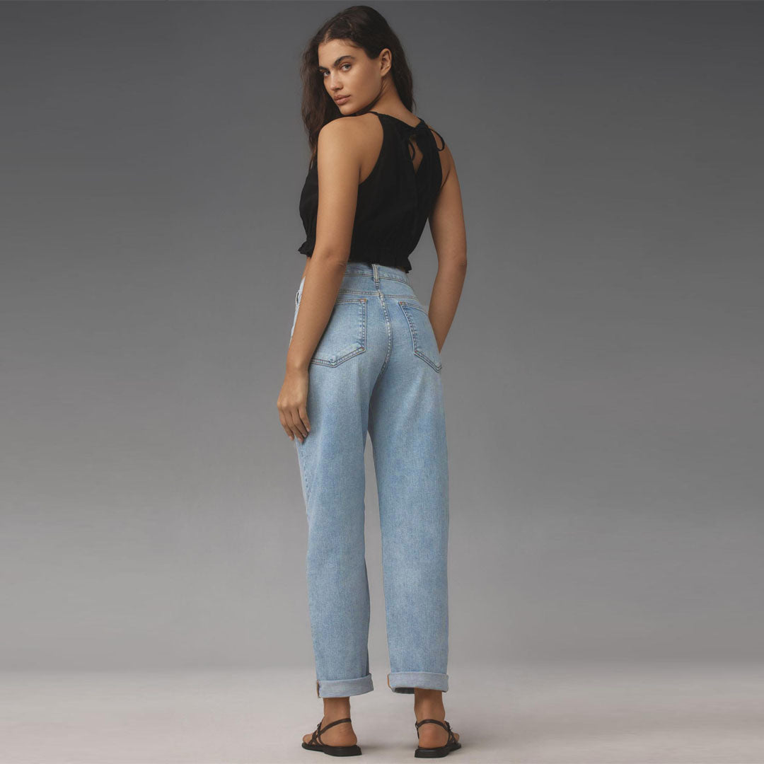 plcro Baggy Slim Boyfriend High-Rise Relaxed Jeans for women