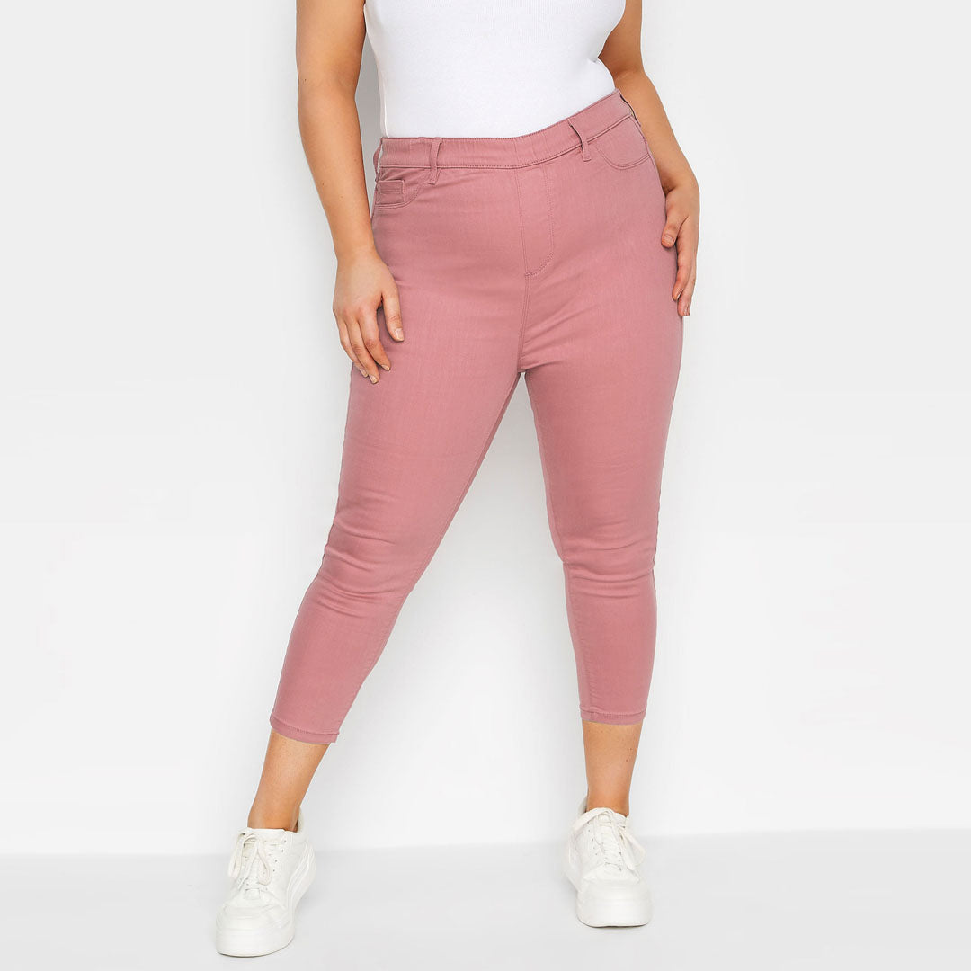 grace skinny fit stretchable pull-on rose pink short length/capri jegging jeans for women