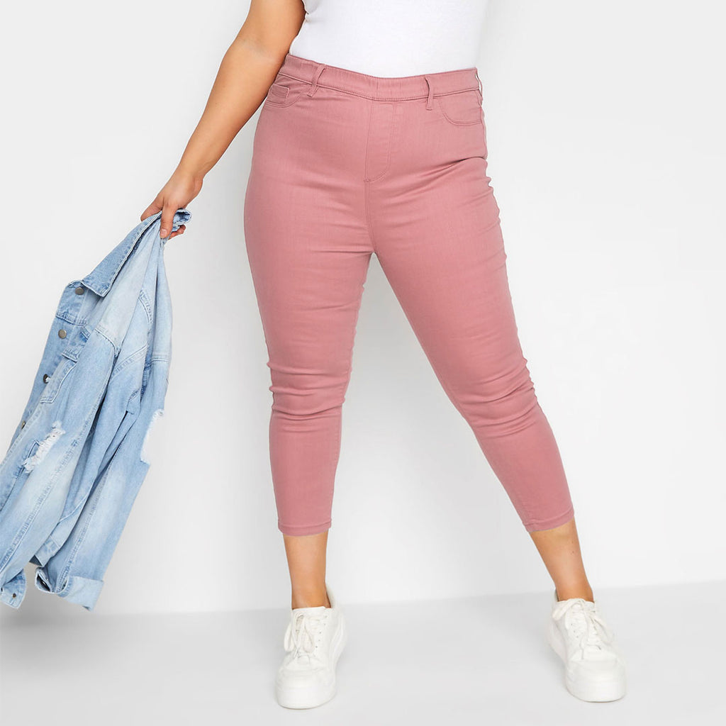 grace skinny fit stretchable pull-on rose pink short length/capri jegging jeans for women